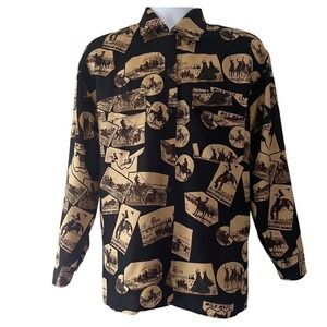 Vintage Kenneth Gordon 100% Silk Western‎ Novelty Blouse